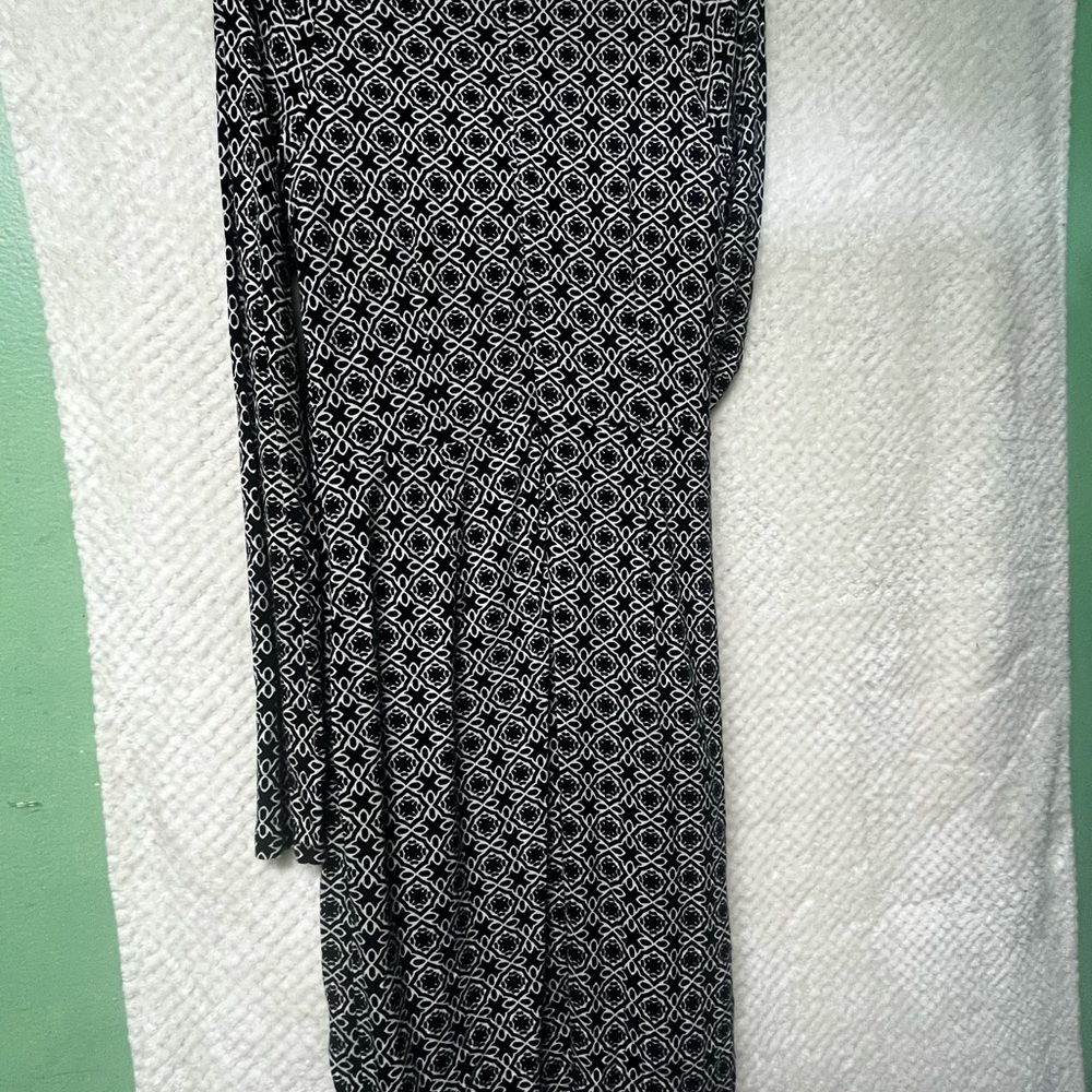 LOFT Womens Dress Side Ruched Long Sleeves White and Black Pattern Small - Picture 11 of 13